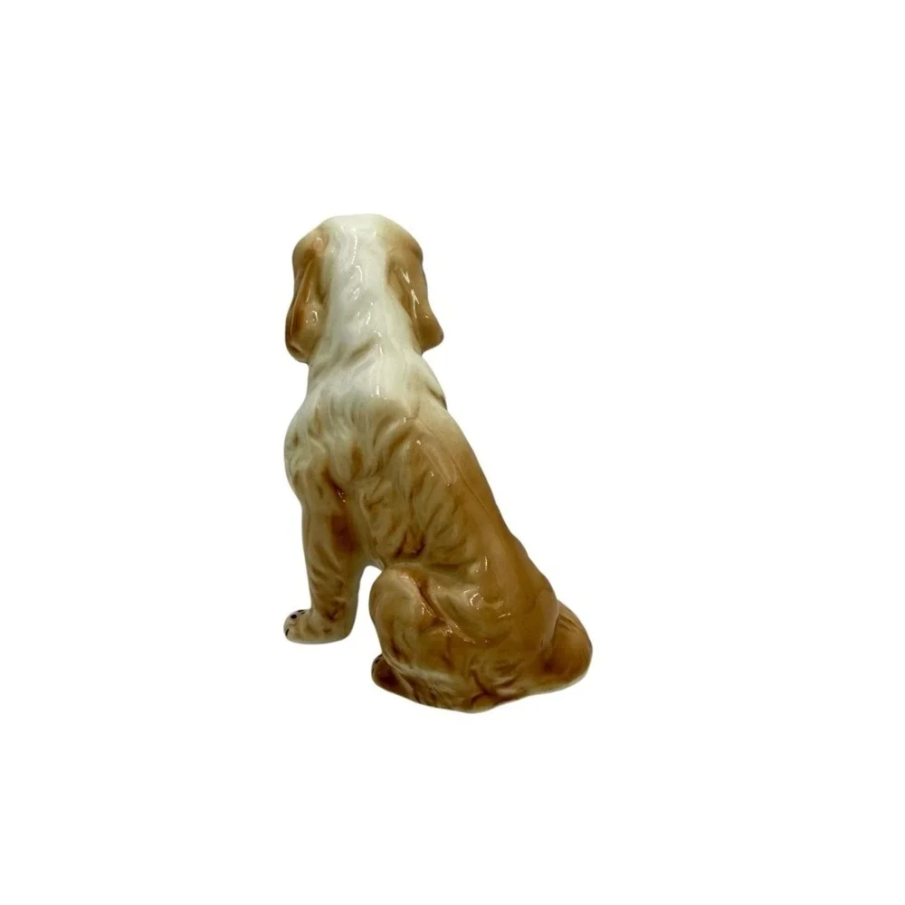 Vintage Springer Spaniel Dog Figurine Bone China Japan Hunting Bird Brown White